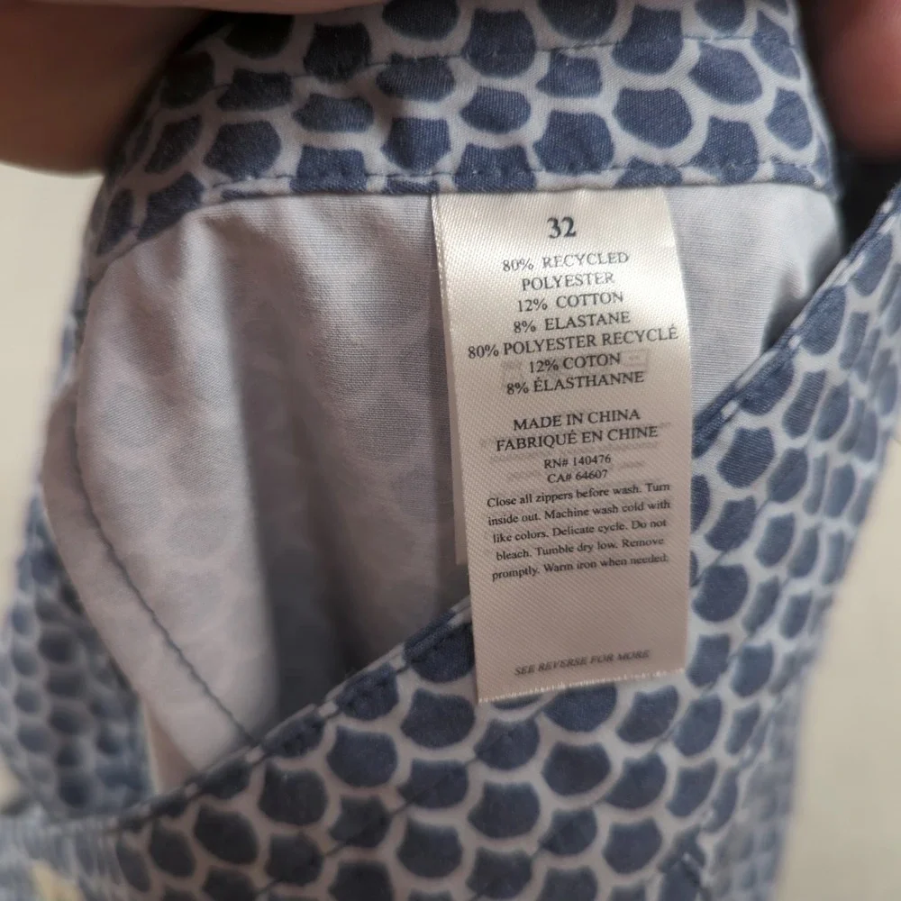 Faherty Shorts Mens 32 Blue Hybrid Drawstring Swimming Casual